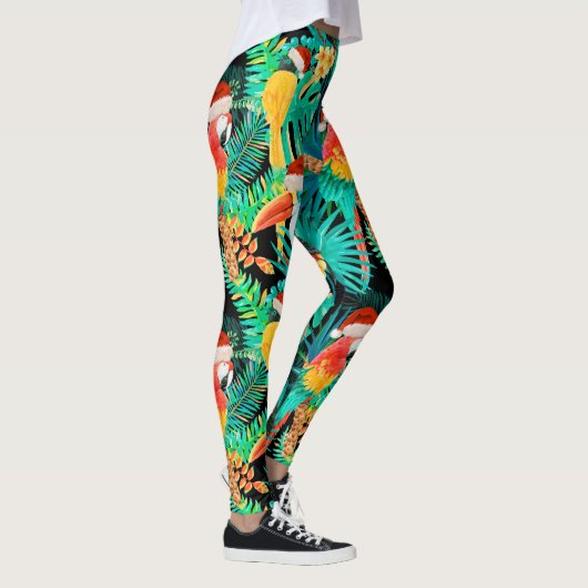 Mele Kalikimaka Tropisch Oerwoud Vogels Leggings (Rechts)