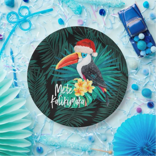 Mele Kalikimaka Tropisch Oerwoud Vogels Papieren Bordje (Feest)