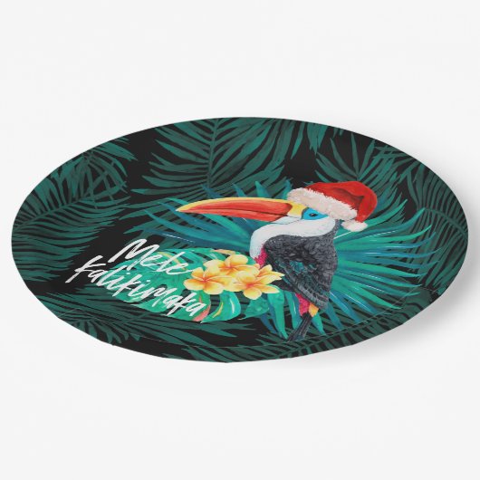 Mele Kalikimaka Tropisch Oerwoud Vogels Papieren Bordje (Gekanteld)