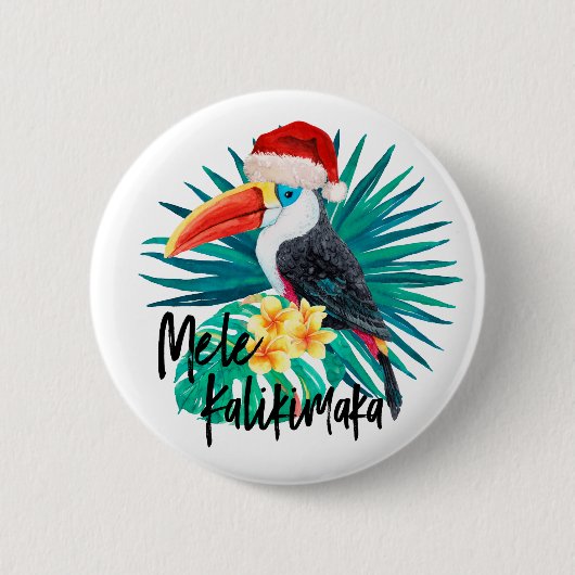 Mele Kalikimaka Tropisch Oerwoud Vogels Ronde Button 5,7 Cm (Voorkant)