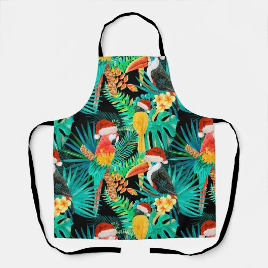 Mele Kalikimaka Tropisch Oerwoud Vogels Schort (Voorkant)