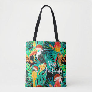 Mele Kalikimaka Tropisch Oerwoud Vogels Strand Tote Bag