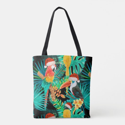 Mele Kalikimaka Tropisch Oerwoud Vogels Strand Tote Bag (Achterkant)