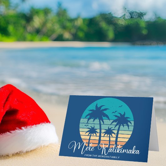 Mele Kalikimaka Tropisch strand Zonsondergang Kers Feestdagen Kaart