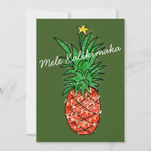 Mele Kalikimaka Tropische ananas met licht Feestdagenkaart (Voorkant)