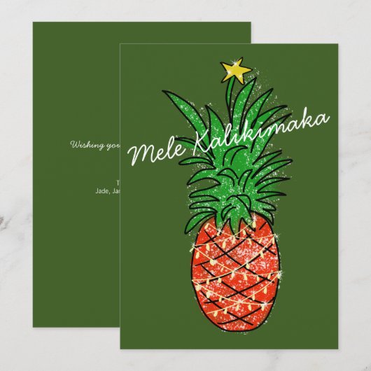 Mele Kalikimaka Tropische ananas met licht Feestdagenkaart (Voorkant / Achterkant)