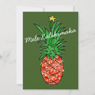 Mele Kalikimaka Tropische ananas met licht Feestdagenkaart
