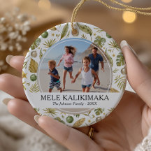 Mele Kalikimaka Tropische Foto Ornament
