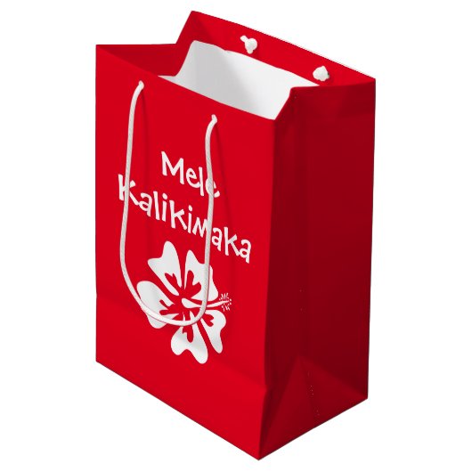 Mele kalikimaka tropische kerstbloem op maat medium cadeauzakje (Voorkant Gekanteld)