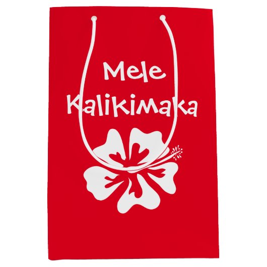Mele kalikimaka tropische kerstbloem op maat medium cadeauzakje (Voorkant)