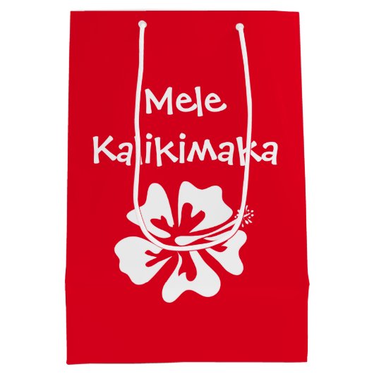 Mele kalikimaka tropische kerstbloem op maat medium cadeauzakje (Achterkant)