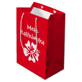 Mele kalikimaka tropische kerstbloem op maat medium cadeauzakje (Achterkant Gekanteld)
