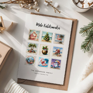 Mele Kalikimaka Tropische Postzegels Feestdagenkaart