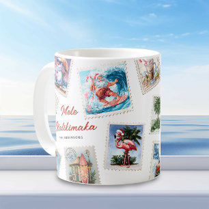 Mele Kalikimaka Tropische Postzegels Koffiemok