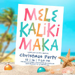 Mele Kalikimaka Tropische Typografie Kerstmis Kaart<br><div class="desc">De uitnodiging van de Hawaiiaanse themakerst is voorzien van "Mele Kalikimaka"-typografie in tropische kleuren met uw details van het evenement in blauw van de marine. Ideaal voor tropische,  strandfeest,  kust- en eilandfeest. Art door KL Stock</div>