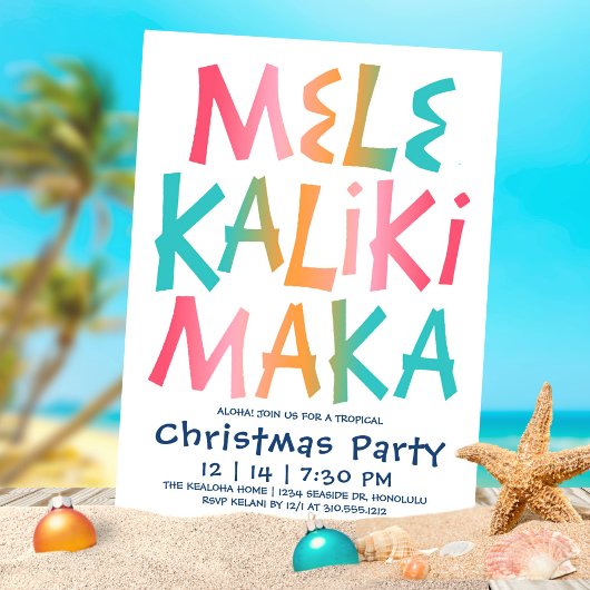 Mele Kalikimaka Tropische Typografie Kerstmis Kaart