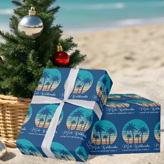 Mele Kalikimaka Tropische Zonsondergang Custom Ker Cadeaupapier