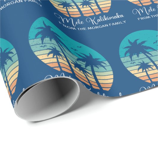 Mele Kalikimaka Tropische Zonsondergang Custom Ker Cadeaupapier (Rol Hoek)