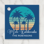 Mele Kalikimaka Tropische Zonsondergang Kerstfeest Bedankjes Labels (Voorkant)