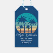 Mele Kalikimaka Tropische Zonsondergang Kerstfeest Cadeaulabel (Voorkant)