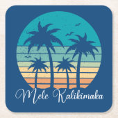 Mele Kalikimaka Tropische Zonsondergang Kerstfeest Kartonnen Onderzetters (Voorkant)