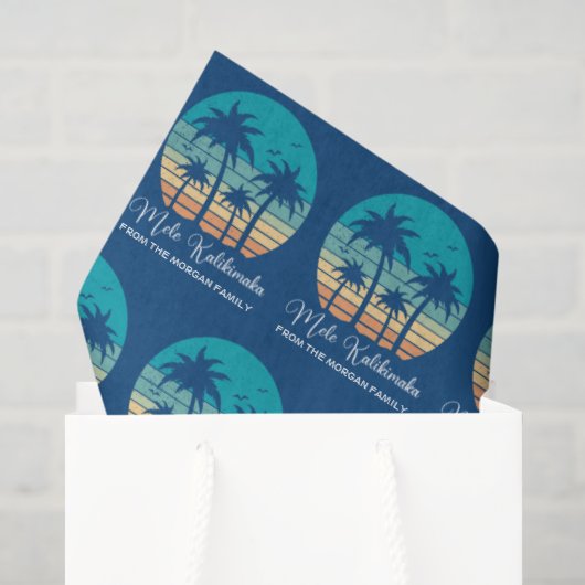 Mele Kalikimaka Tropische Zonsondergang Op Maat Ge Tissuepapier (Cadeauzakje)