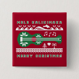 Mele Kalikimaka Ugly Sweater (Green on Red) Button