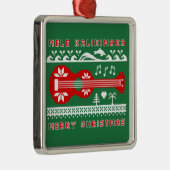 Mele Kalikimaka Ugly Sweater (rood op groen) Metalen Ornament (Rechts)