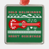 Mele Kalikimaka Ugly Sweater (rood op groen) Metalen Ornament (Voorkant)
