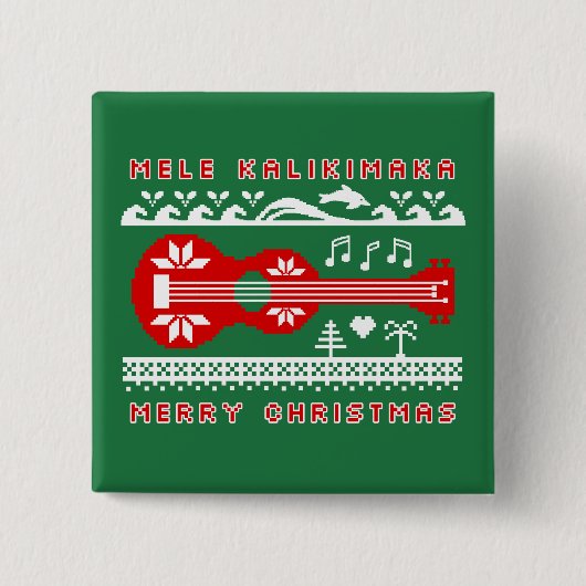 Mele Kalikimaka Ugly Sweater (rood op groen) Vierkante Button 5,1 Cm (Voorkant)