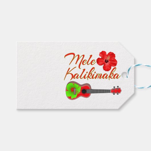 Mele Kalikimaka Ukulele Cadeaulabel (Voorkant (Horizontaal))