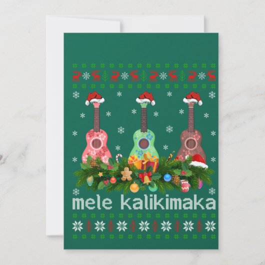Mele Kalikimaka Ukulele Gitaar Cadeau Lelijke Ukul Kaart (Voorkant)