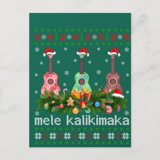 Mele Kalikimaka Ukulele Guitar Gift Ugly Ukulele Briefkaart (Voorkant)
