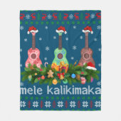 Mele Kalikimaka Ukulele Guitar Gift Ugly Ukulele Fleece Deken (Voorkant)