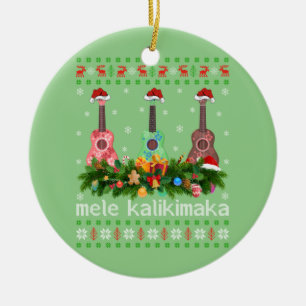 Mele Kalikimaka Ukulele Guitar Gift Ugly Ukulele Keramisch Ornament