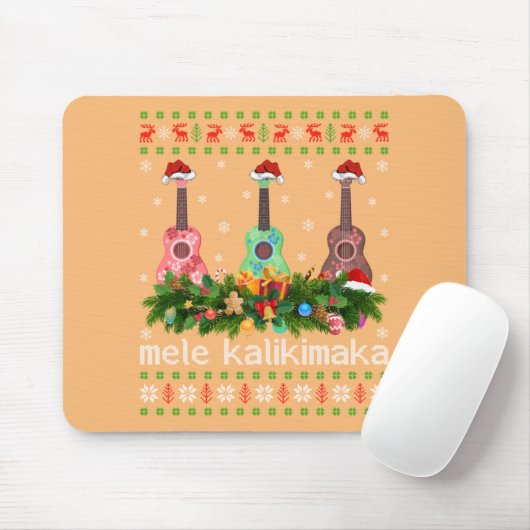 Mele Kalikimaka Ukulele Guitar Gift Ugly Ukulele Muismat (Met muis)