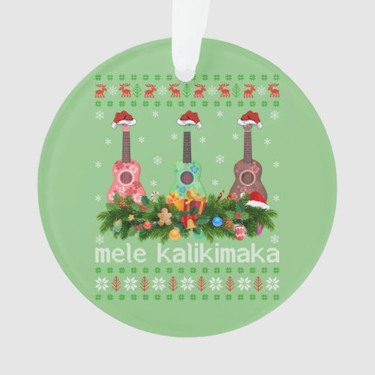 Mele Kalikimaka Ukulele Guitar Gift Ugly Ukulele Ornament (voorkant)