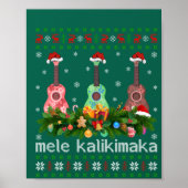Mele Kalikimaka Ukulele Guitar Gift Ugly Ukulele Poster (Voorkant)