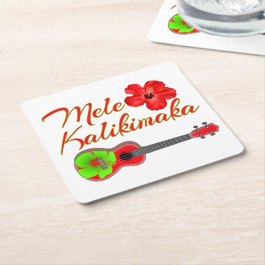 Mele Kalikimaka Ukulele Kartonnen Onderzetters (Schuin)