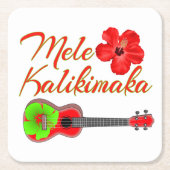 Mele Kalikimaka Ukulele Kartonnen Onderzetters (Voorkant)