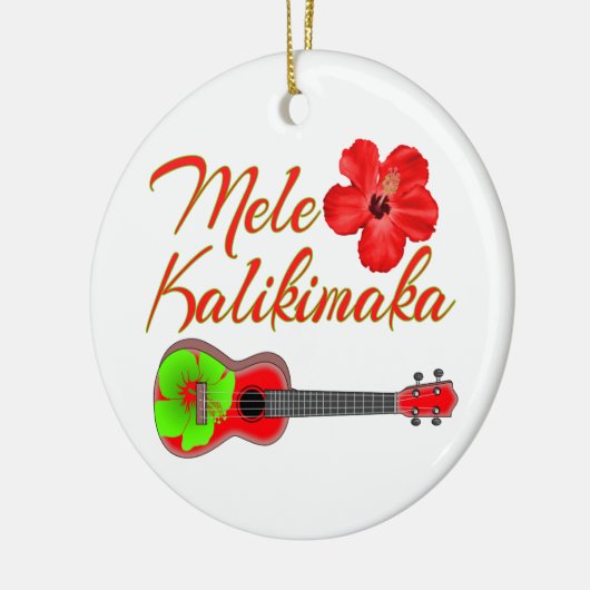 Mele Kalikimaka Ukulele Keramisch Ornament (Links)