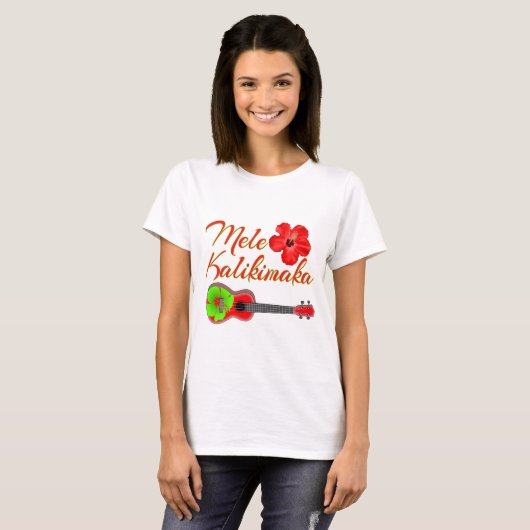 Mele Kalikimaka Ukulele T-shirt (Voorkant volledig)