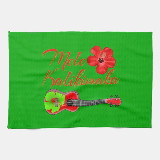 Mele Kalikimaka Ukulele Theedoek (Horizontaal)