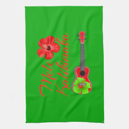 Mele Kalikimaka Ukulele Theedoek (Verticaal)