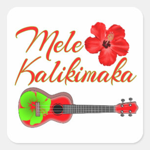 Mele Kalikimaka Ukulele Vierkante Sticker