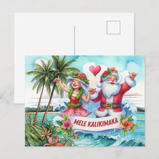 Mele Kalikimaka van Hawaï Feestdagenkaart (Voorkant / Achterkant)