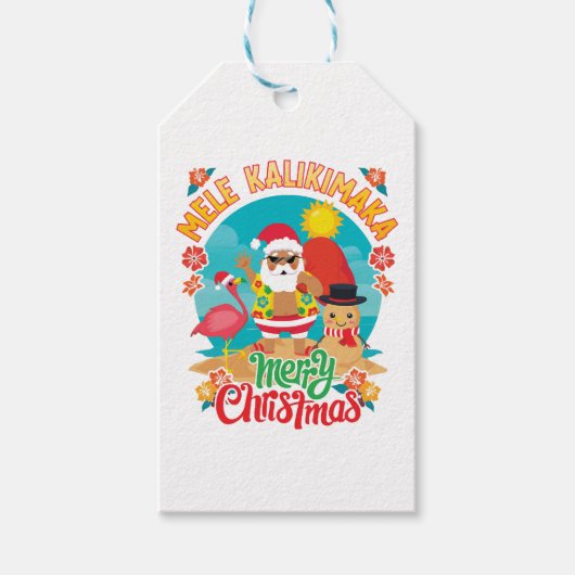 Mele Kalikimaka voor een heldere Hawaïaanse kerst Cadeaulabel (Voorkant)