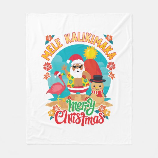 Mele Kalikimaka voor een heldere Hawaïaanse kerst Fleece Deken (Voorkant)