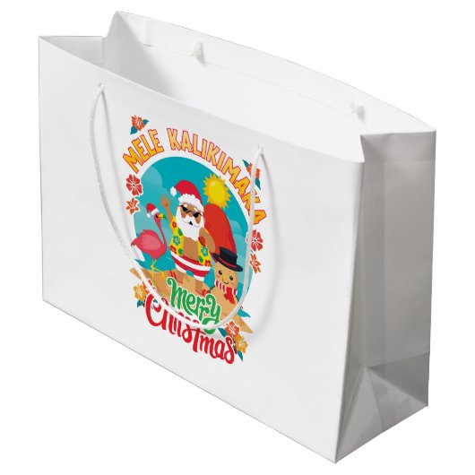 Mele Kalikimaka voor een heldere Hawaïaanse kerst Groot Cadeauzakje (Achterkant Gekanteld)