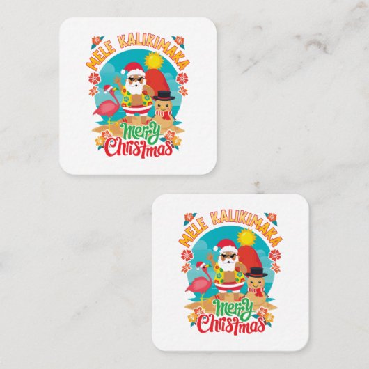 Mele Kalikimaka voor een heldere Hawaïaanse kerst Vierkante Visitekaartje (Voorkant / Achterkant)